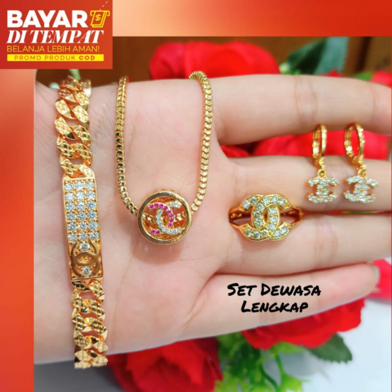 Set Dewasa permata gold logo brand menawan Anti karat