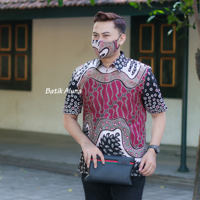 BATIK PRIA Hem Kemeja Batik Pria Lengan Pendek Katun Premium Halus Baju Batik Pria Lengan Pendek FASHION BATIK ALUNA