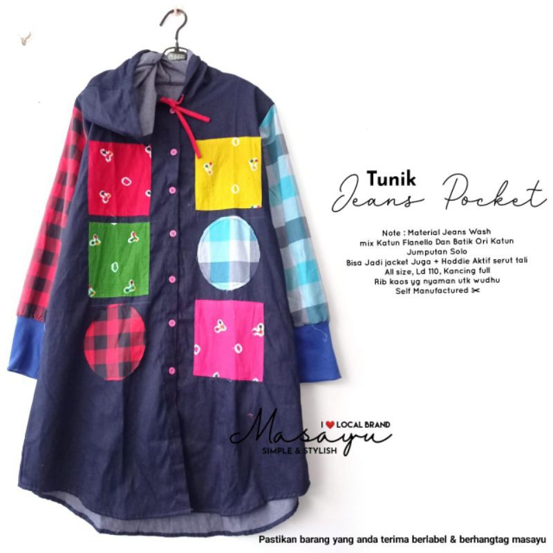 tunik jeans kombinasi batik