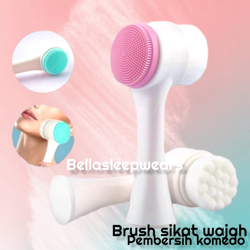 BELLA - ALAT BRUSH SIKAT PEMBERSIH PIJAT WAJAH KOMEDO | FACE FACIAL SILICON 2IN1 IMPORT MURAH