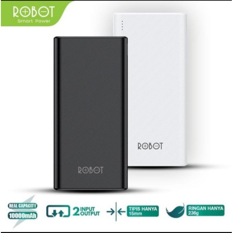 power bank 10000mah power robot RT170 POWERBANK ROBOT 10000MAH DUAL in put & out put anti slipgrosir
