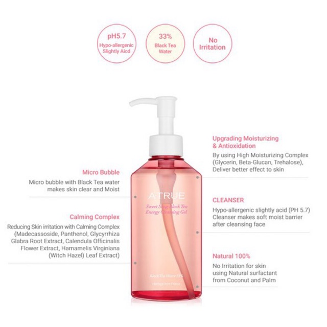 ATRUE A'TRUE A-TRUE SWEET SONG BLACK TEA CLEANSING GEL (share 20ml - 30ml)