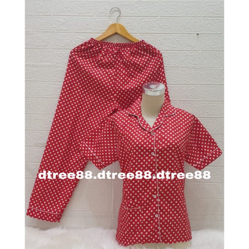 Dtree . baju tidur piyama cp dewasa karakter.piyama dewasa murah baju tidur cp karakter-Polkadot merah