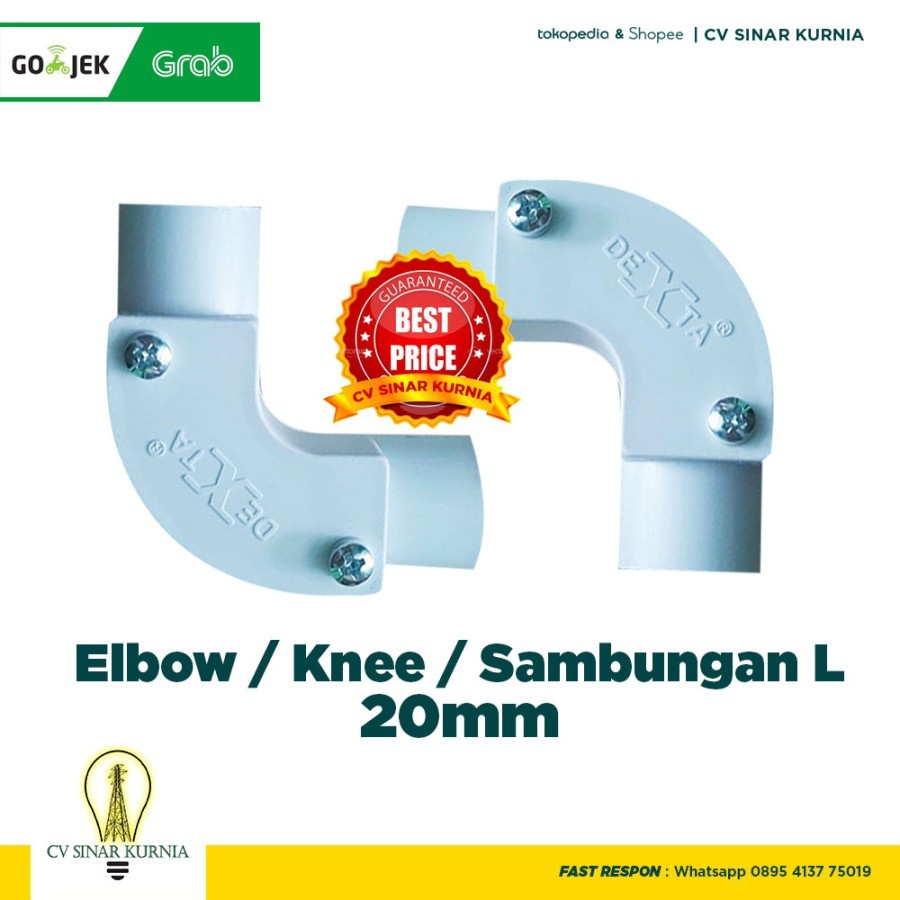 Elbow pipa pvc 20 mm / sambungan pipa knee L / L-Bow KNEE BAUT SIKU