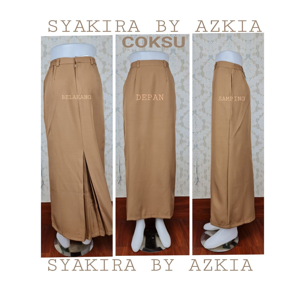 Rok Span Brand Syakira warna merah cabe, abu tua, milo, cokelat susu, khaki, cream- rok kerja wanita-rok kuliah-rok kantor