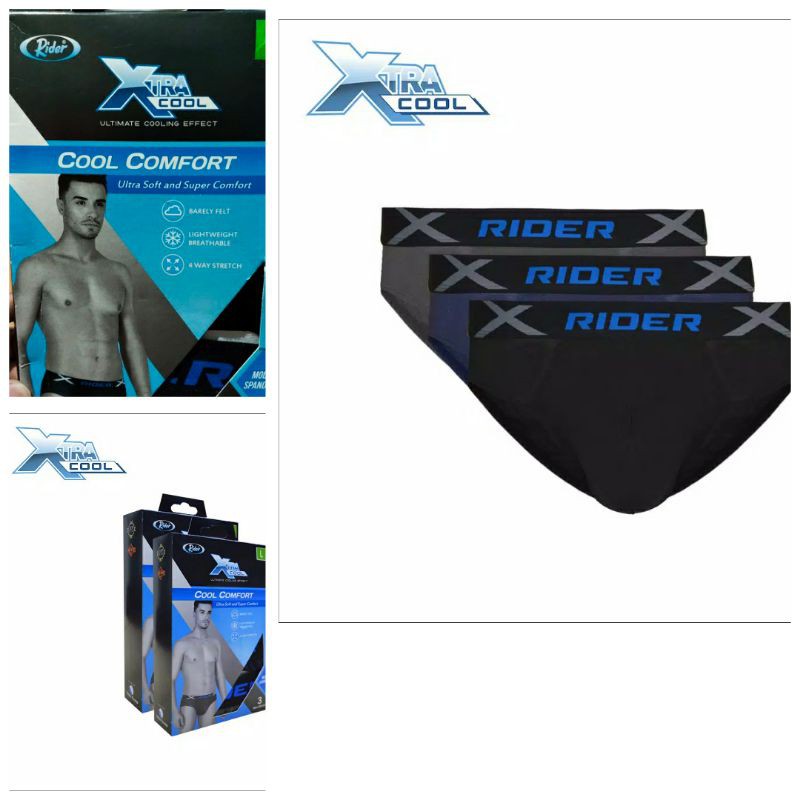 Celana dalam rider Xtracool R882B CD Pria mini Briefs ( 3 pcs in 1) ready jumbo