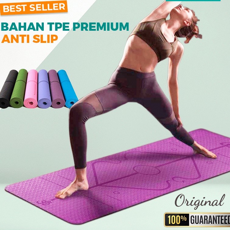 SH8 Matras Yoga Senam Alas Olahraga karpet pilates gym fitness meditasi aerobik plank kebugaran Karpet Pilates Matras Yoga Mat Anti Slip TPE 183 x 61 CM Fitness TaffSPORT PROlite 60