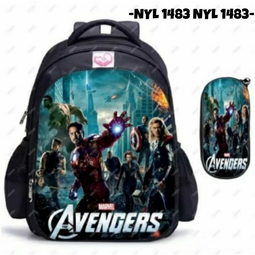 &quot;aurabagss&quot; - Beli 1 Dapat 2 Tas Anak Set 2 In 1 Ransel Anak Laki - Laki Sekolah TK / SD Ransel Anak Printing Super Hero - Tas Anak Usap Super Hero -aurabagss