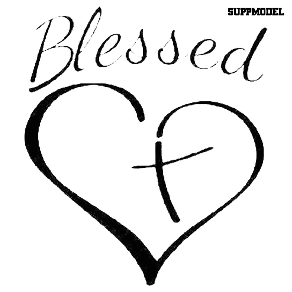 Supmodel Blessed Heart Cross Car Truck Vehicle Body Window Reflective Decal Sticker Decor