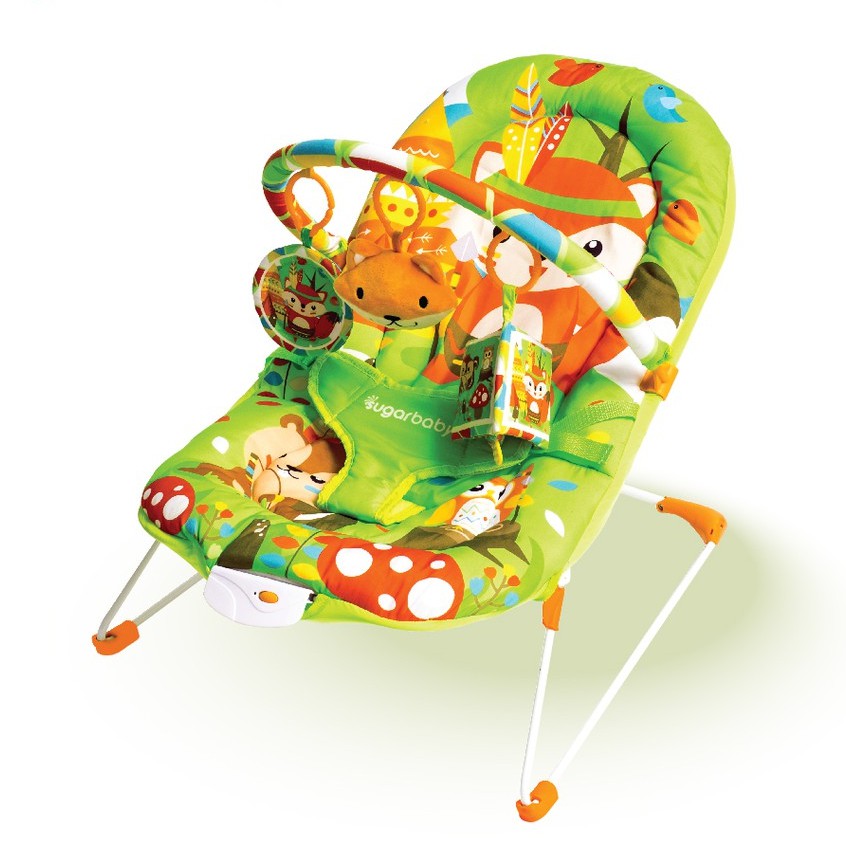 Sugar Baby Deluxe Musical Vibration Bouncer 1 Recline Sugar Fox Green Hijau Bouncer Bayi