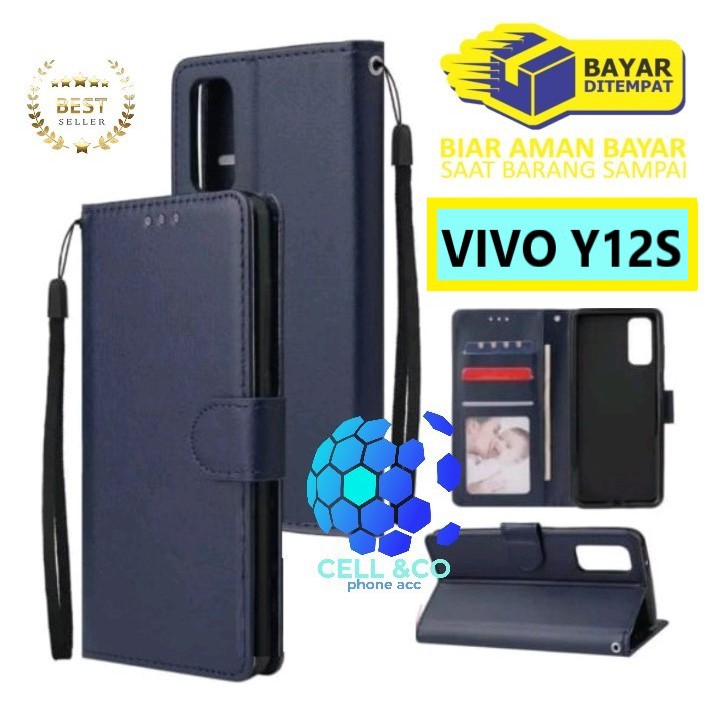 Flip cover VIVO Y12S Flip case buka tutup kesing hp casing flip case leather wallet