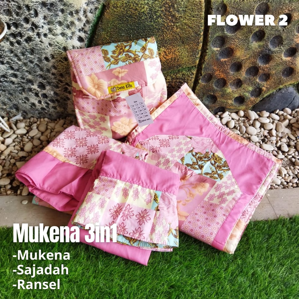 Mukena Anak 3 IN 1 Ada Sajadah Dan Ransel Usia 3 4 5 6 7 8 Tahun Bahan Katun Clodia Motif Kartun-2