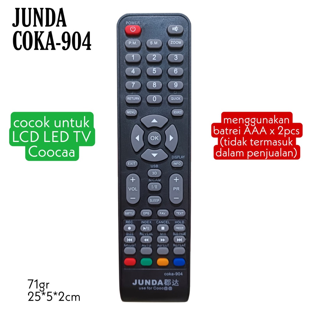 REMOTE REMOT JUNDA 901 COCOK DI TV LED COOCAA SMART TV ANDROID SEPERTI ORIGINAL REMOTE SANKEN SKYWWORTH