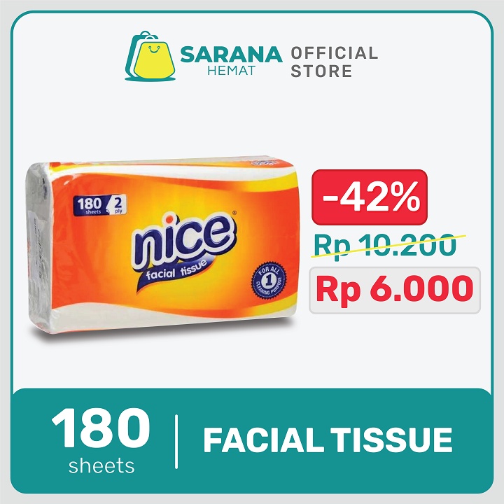 tissue nice facial soft pack 180 sheets   tisu wajah nice 180 lembar  