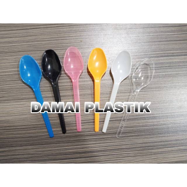 SENDOK TEH PLASTIK ESKRIM STG BENING TRANSPARAN KECIL PUDING  CAKE 11 CM ES KRIM