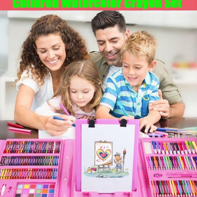 

Crayon Anak Set Isi 208 Pcs Alat Lukis Anak Set Pensil Warna Pink