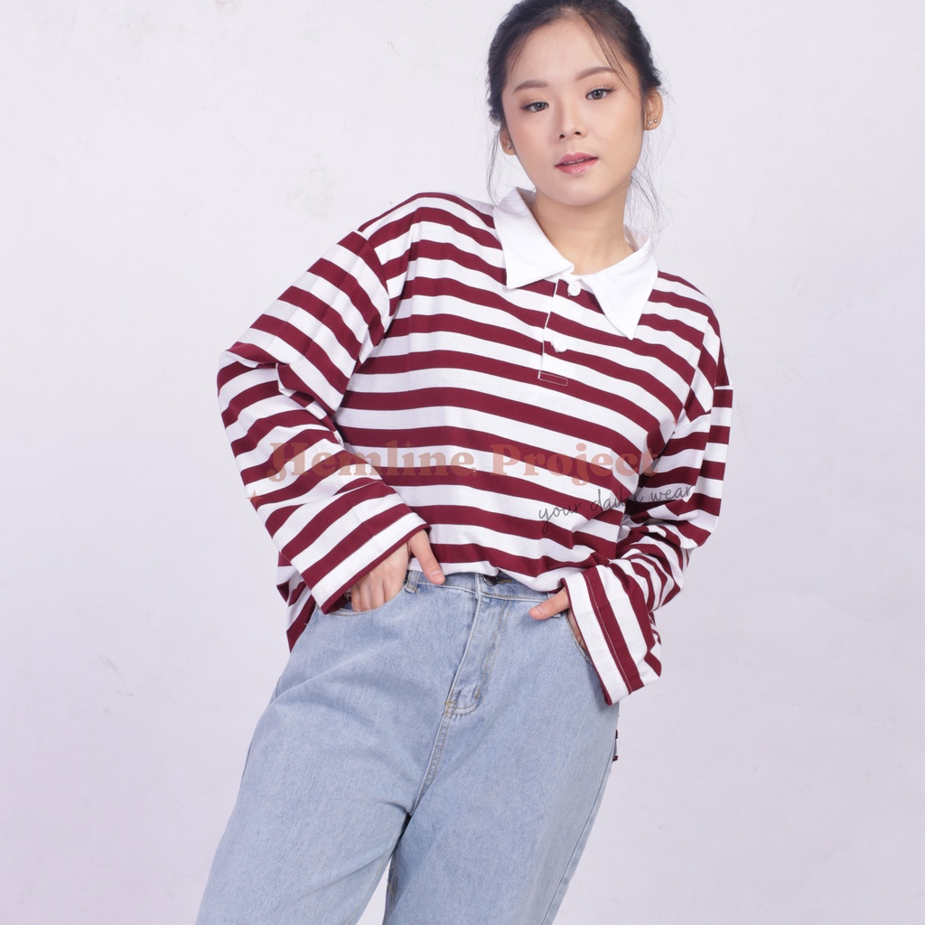 Hara Maroon Oversized Stripe Top