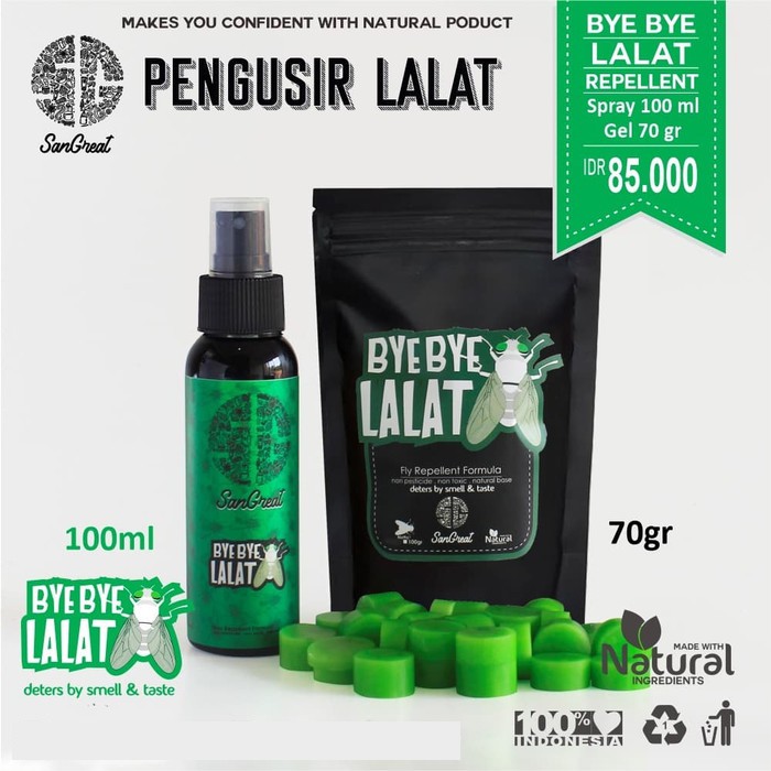 Pengusir Lalat SanGreat Bye Bye Lalat Gel 70 gr &amp; Spray 100 ml ampuh