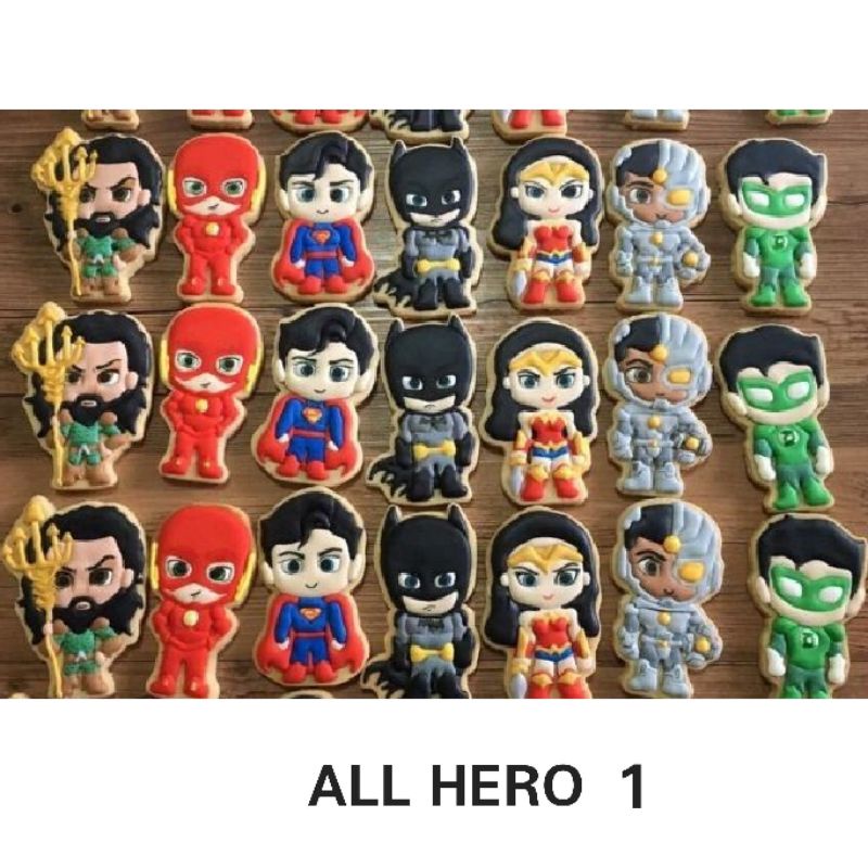 

Butter Cookies tema Super Hero Batman Superman Black Panther Hulk Wonder Woman (kukis hias karakter)