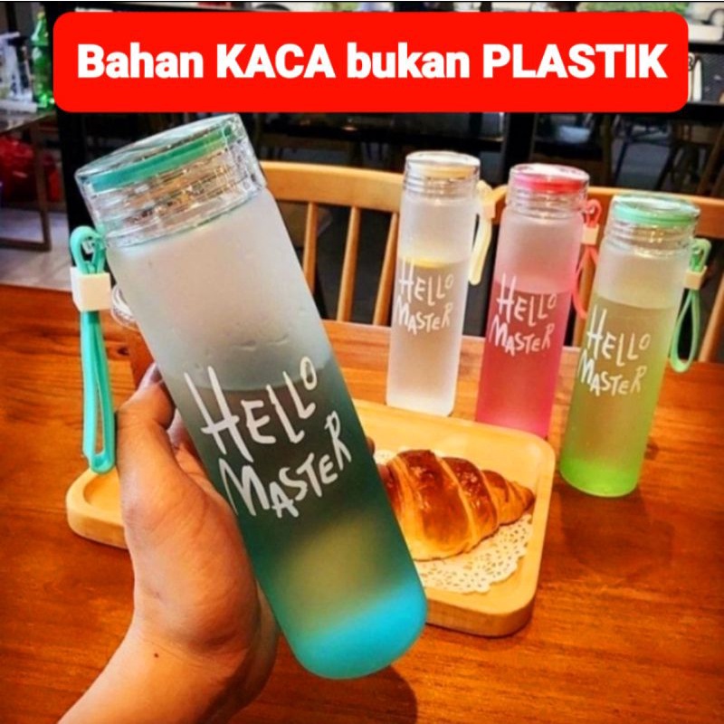 Botol Minum Hello Master Kaca botol minum sekolah 420ml botol kaca tumbler beling botol anak botol t