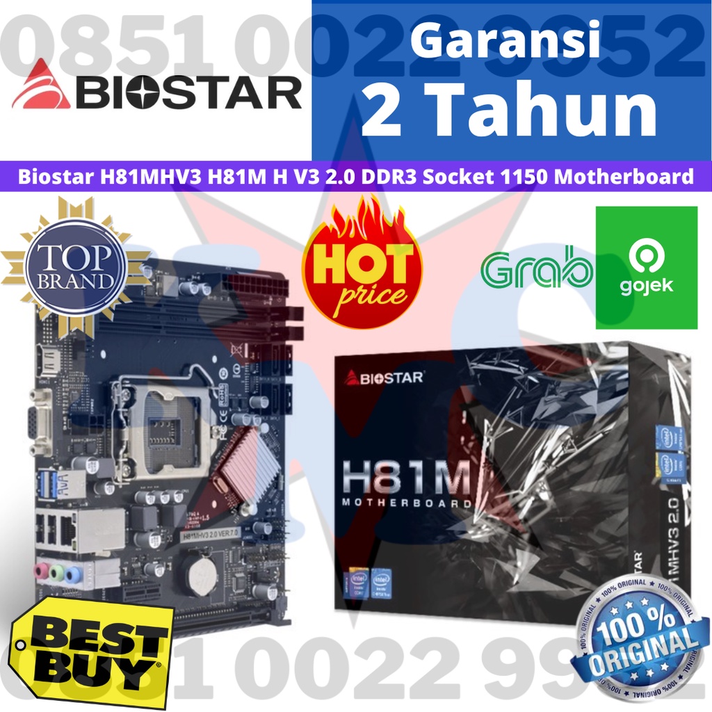 Biostar H81MHV3 H81MH V3 H81M H V3 H81M-HV3 2.0 DDR3 Socket 1150 Motherboard