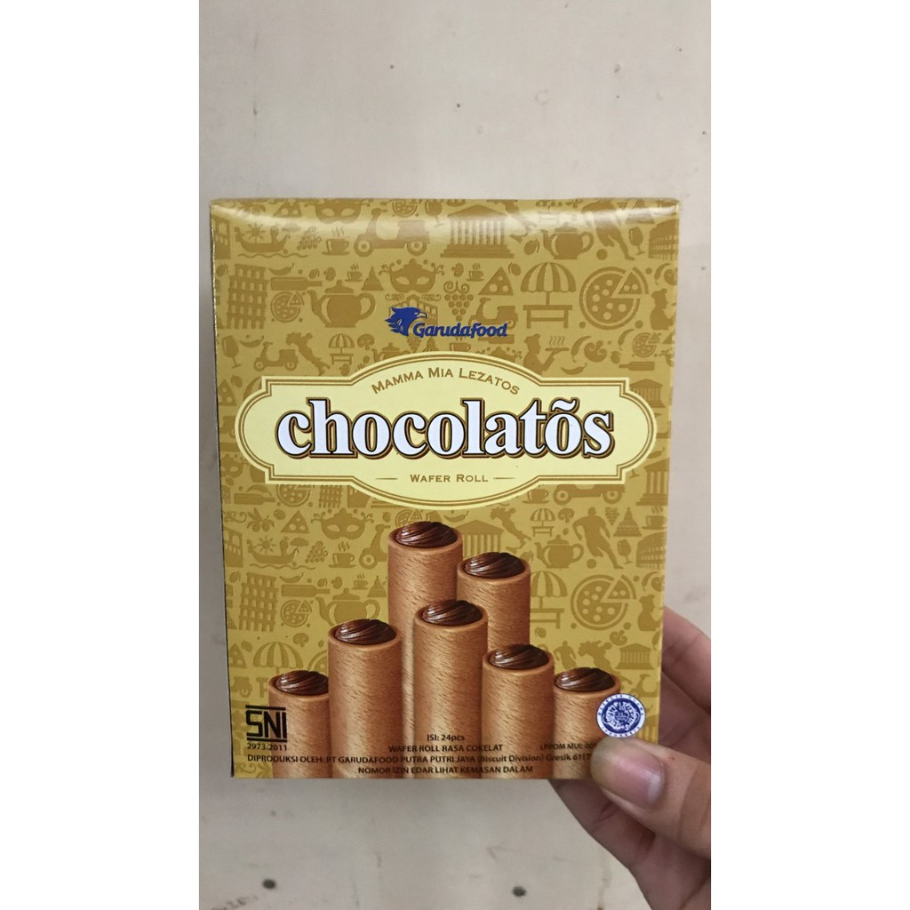 

Unik Chocolatos Wafer Roll 1 Box - 24 Pcs Dus Pak - Stick Murah Garuda Food Eksklusif