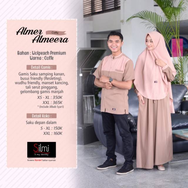 Gratis tuspin Gamis couple silmi / Almer ameera coffe / gamis modern  /original silmi
