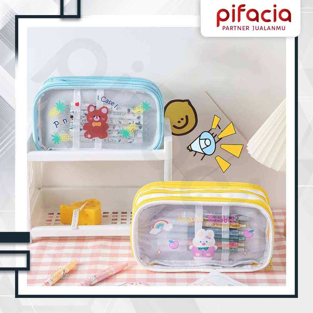 

PIFACIA Tempat Pensil Karakter Pencil Case Penyimpanan Brush Alat Make Up Kapasitas Besar