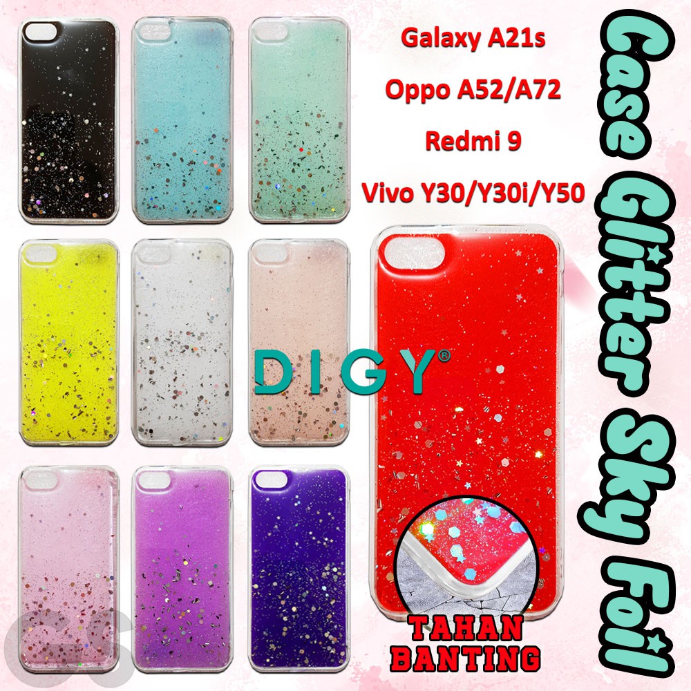 Case Import Iphone  11 5.8   IPH 12 5.4, IPH 12 6.1, IPH 12 6.7  Sparkly Silver Foil Starry Sky Soft Case