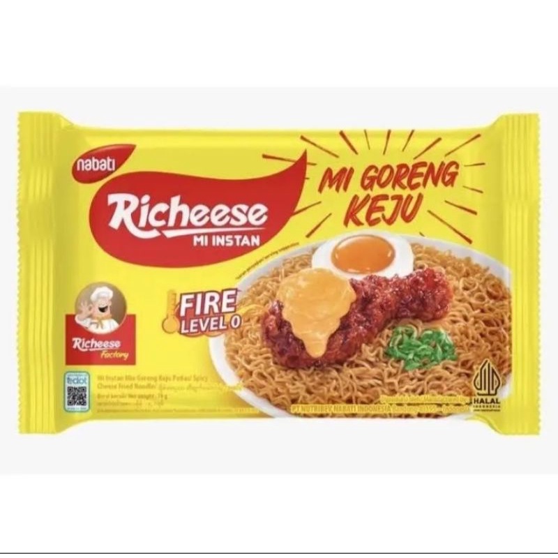 

Mie Goreng Richeese Keju Level 0 Mie Instan Nabati 74gr