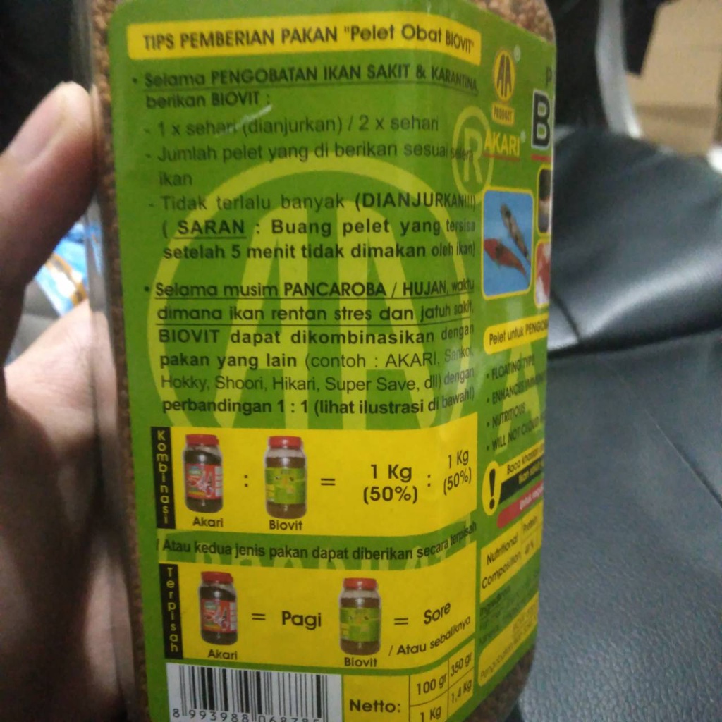 AKARI BIOVIT 350 GR 1MM BIO VIT PAKAN PENGOBATAN DAN PERAWATAN IKAN