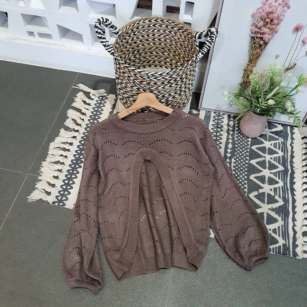 Inez Moon Outer Rajut Wanita Model Croptop