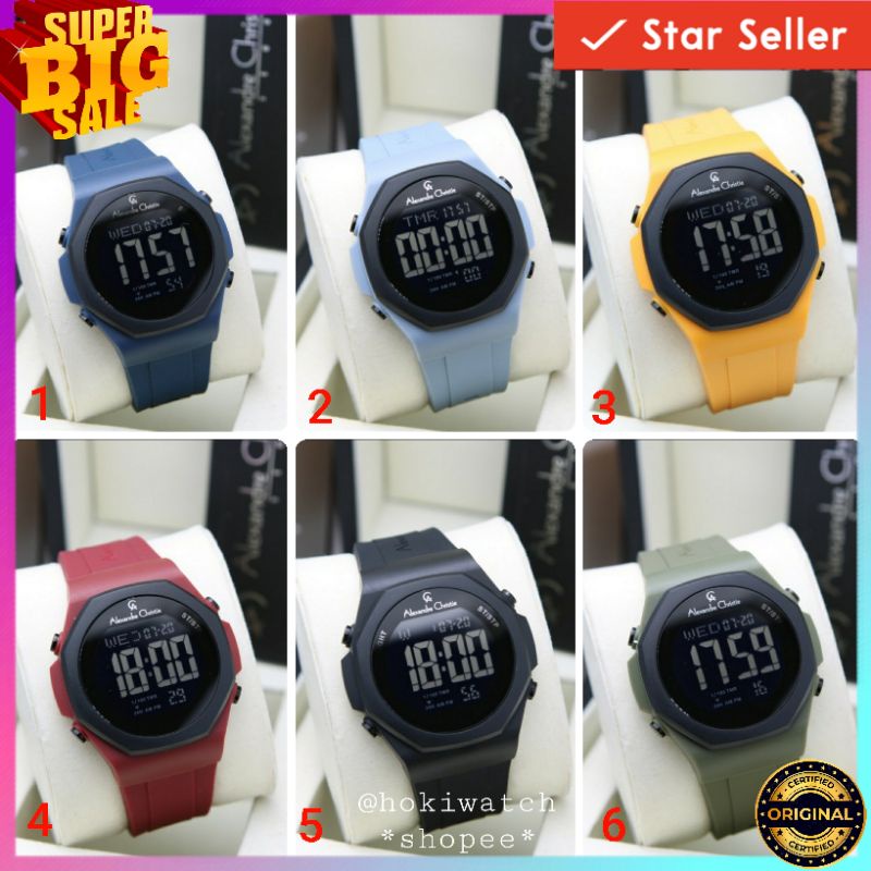 🪙 ✓BARU ORIGINAL GARANSI RESMI JAM TANGAN PRIA ALEXANDRE CHRISTIE DIGITAL RUBBER STRAP ARLOJI WATCH 
