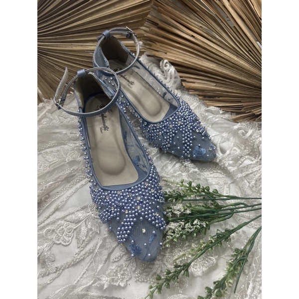 sepatu wanita wedding Rafaizoutfit iceblue Marsha tali 5cm lancip