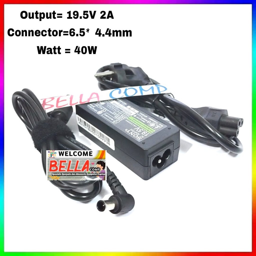 Adaptor Charger Laptop Sony VAIO VPC-W115 W125 W216 W218 VPC-W/W217JC/P 19.5V 2.A 6.5*4.4MM