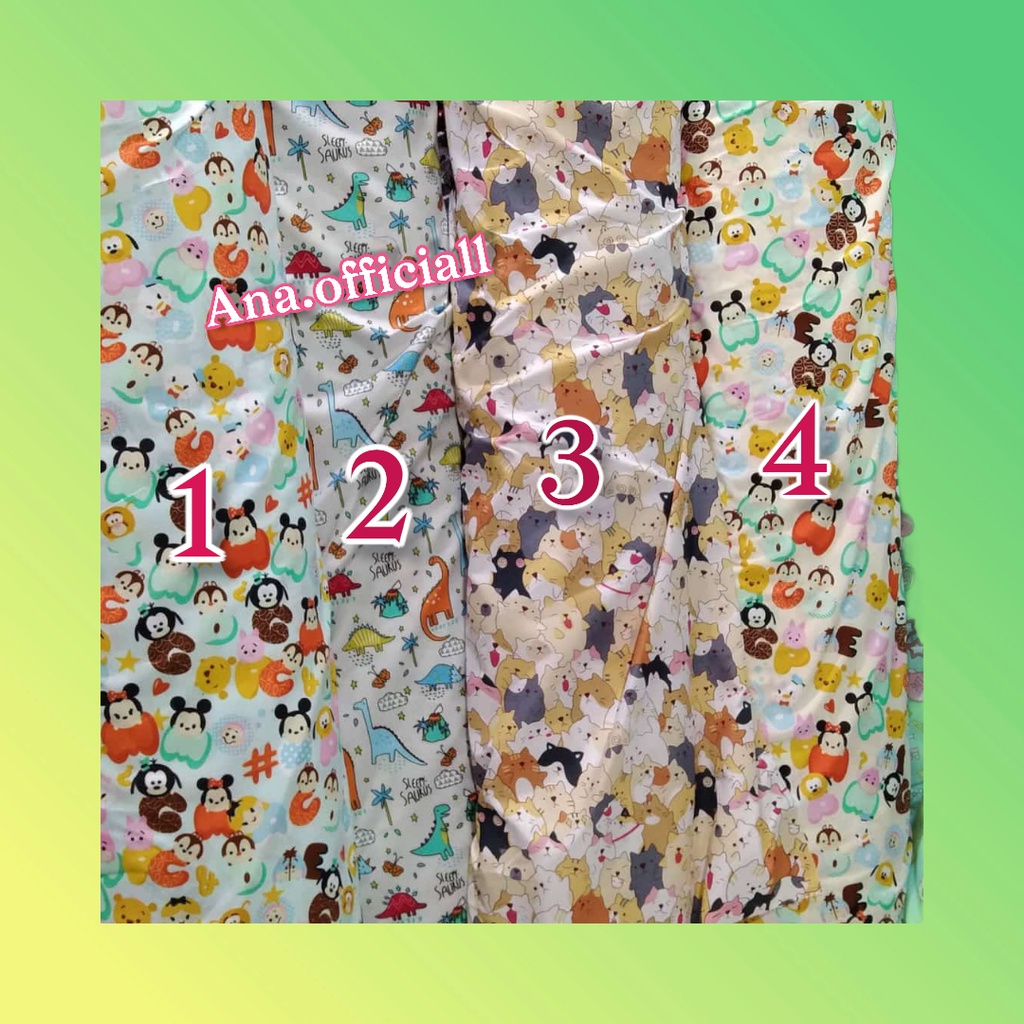 KAIN BAHAN SPREI PIYAMA GORDEN DORAEMON DISPERSE MIKROTEX KARAKTER KARTUN ANAK METERAN LEBAR 240 CM