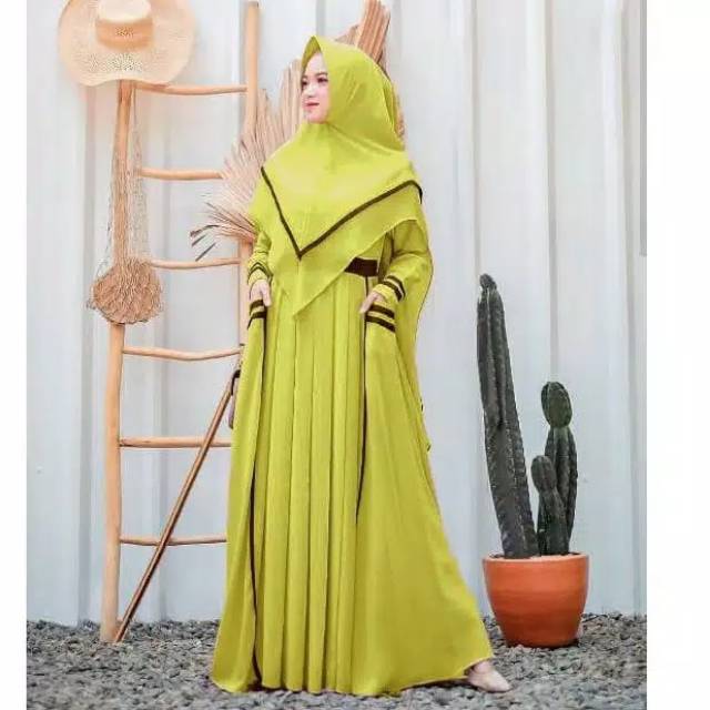 ZANETA SYARI FREE KHIMAR CERUTY 2 LAYER - SET GAMIS SYAR'I LEBARAN KONDANGAN PESTA TERBARU