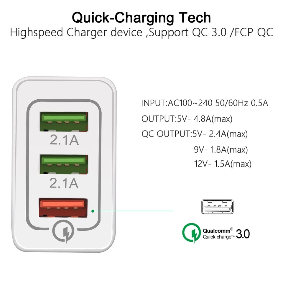 NA - Charger Quick Charge 3 Usb Qualcomm Fast Charging 5A Cj01