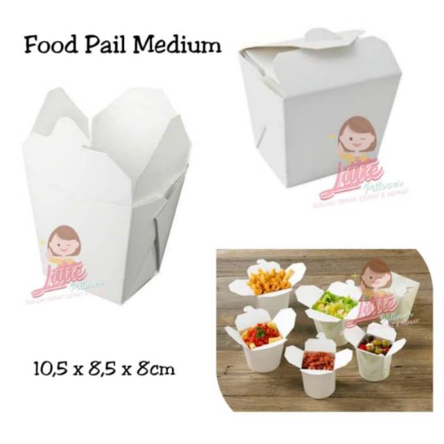 (ISI 50PCS - FOOD PAIL M) Paper Food Pail Medium/ Lunch Box/ Kemasan Rice Box