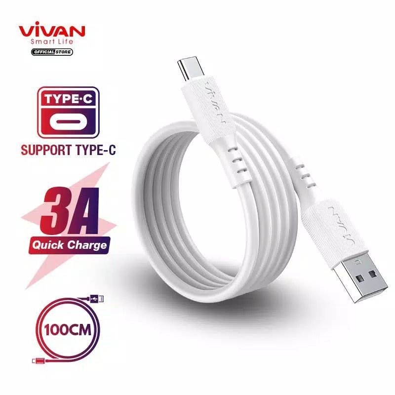 Kabel Data Vivan VSC100 - Type C 3A Quick Charge