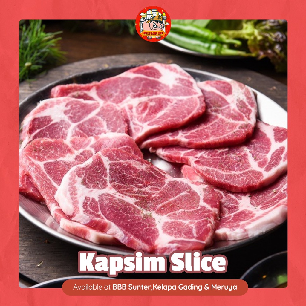 

KAPSIM SLICE 1.5 CM STEAK / MOKSAL KOREAN BBQ DAGING BABI ASLI BALI 500 GR DAGING BABI LESS FAT