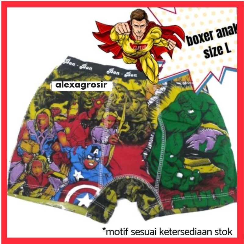 Boxer Anak Laki-Laki Ready SIZE S M L XL XXL Motif Kartun