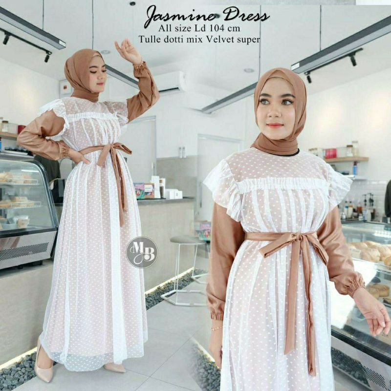 DRESS GAMIS BRUKAT PREMIUM LADY PESTA/ DRESS TILE DOTY - BRUKAT PARTY GAMIS MAXY REMAJA BROKAT IMPOR