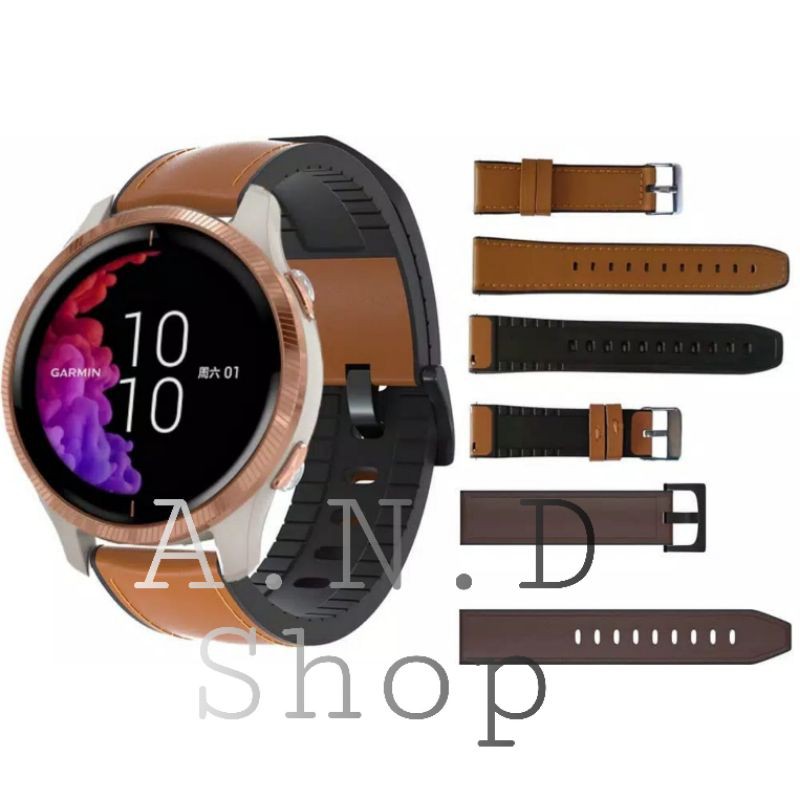 GARMIN VENU TALI JAM WATCH BAND STRAP KULIT LEATHER SILICONE RUBBER WATCH BAND TALI JAM TANGAN
