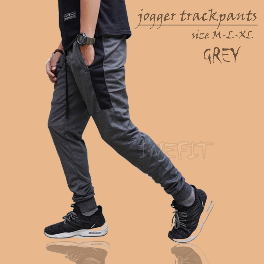 Celana Training Pria Ad 918 Hitam List Merah Olahraga Cowok Gym Premium Panjang Slimfit Shopee Indonesia