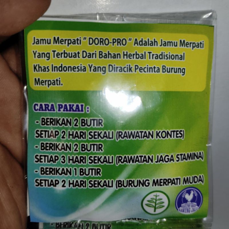 Jamu merpati atau Doro sawoeng- doro pro isi 30