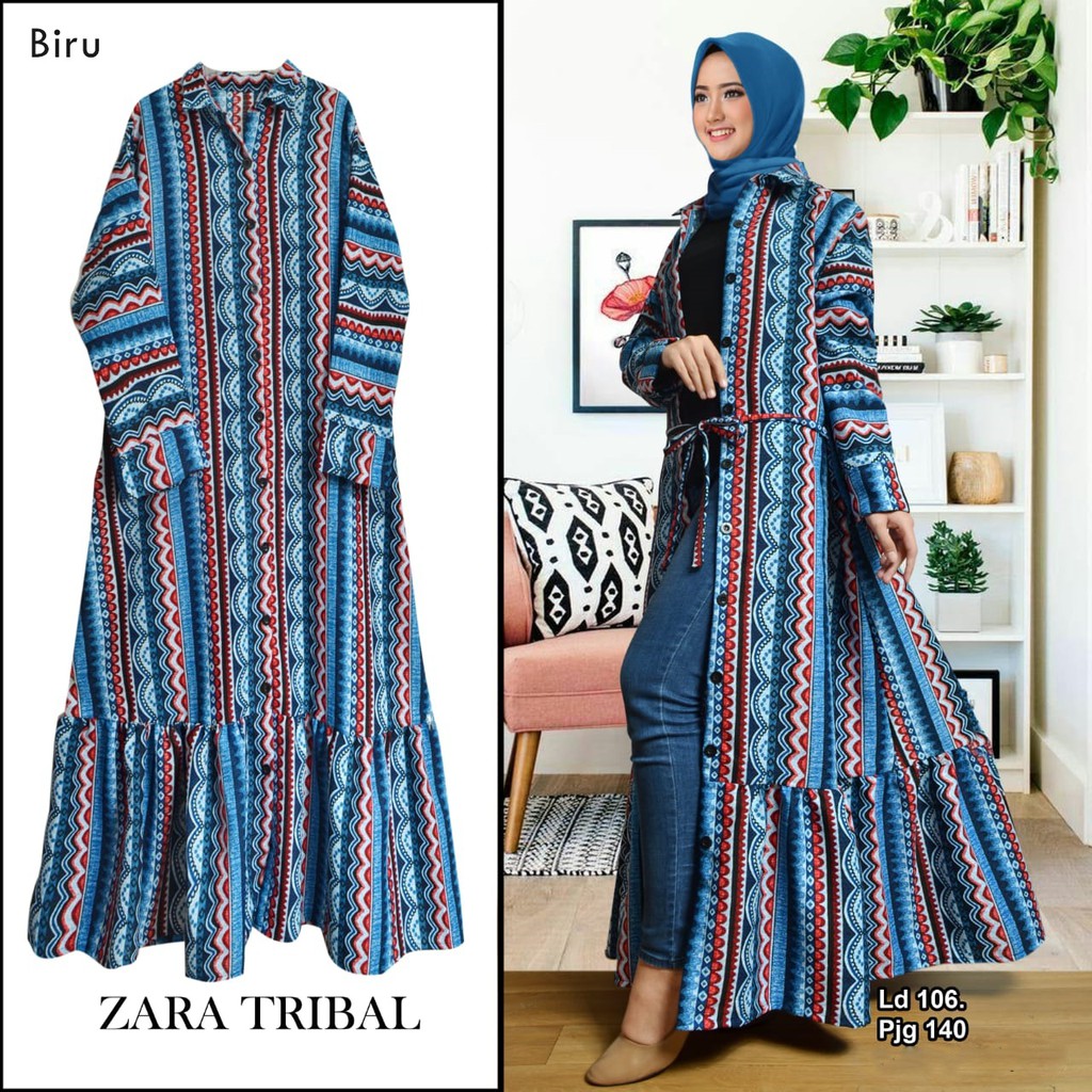 Arnis Zara Tribal Outer Luaran Kardigan Gamis Busui Friendly / COD