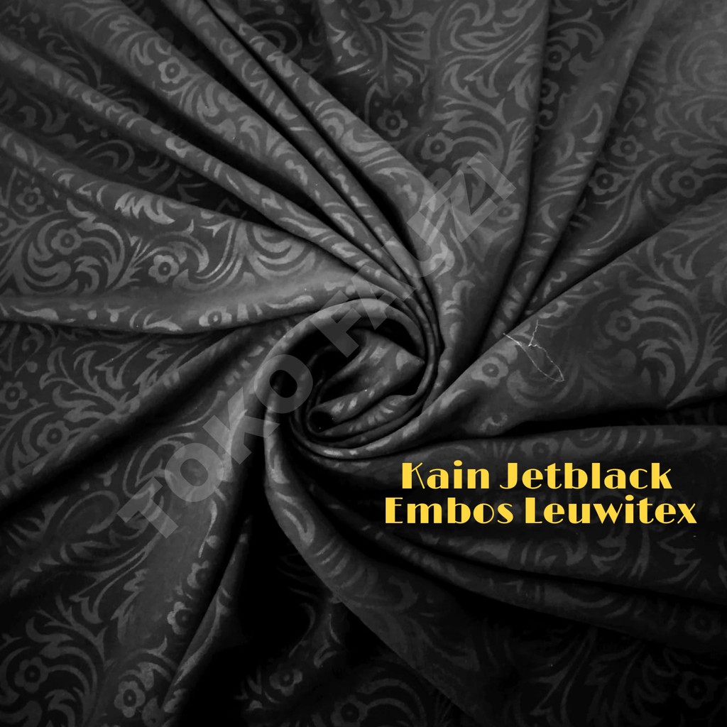 Jetblack Emboss 1m / Kain Emboss Jetblack Hitam Pekat Leuwitex Original