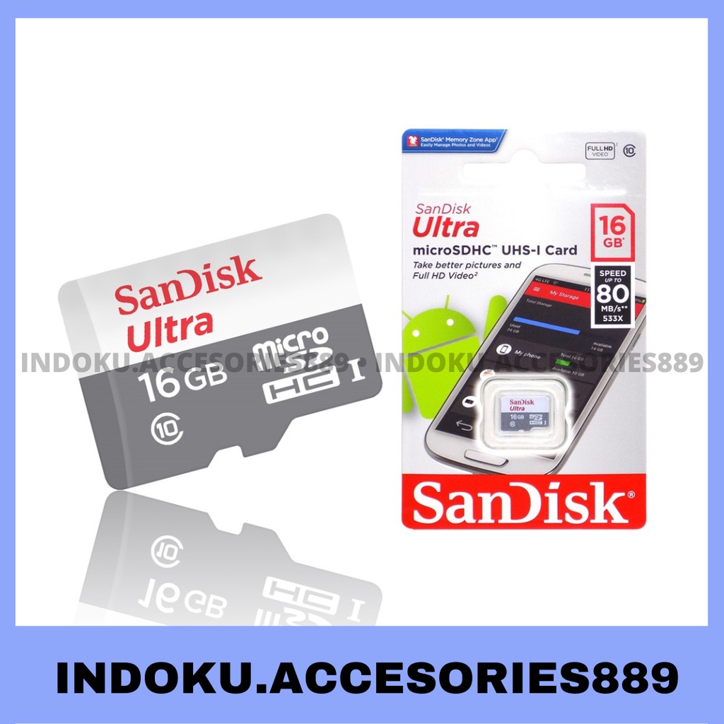 Memory Sandisk Ultra MicroSDHC 16GB ORIGINAL 100%