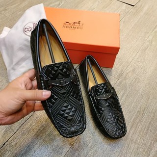  SEPATU  KULIT  ASLI HERMES  LOAFERS PRIA  WARNA Hitam ORIGINAL 